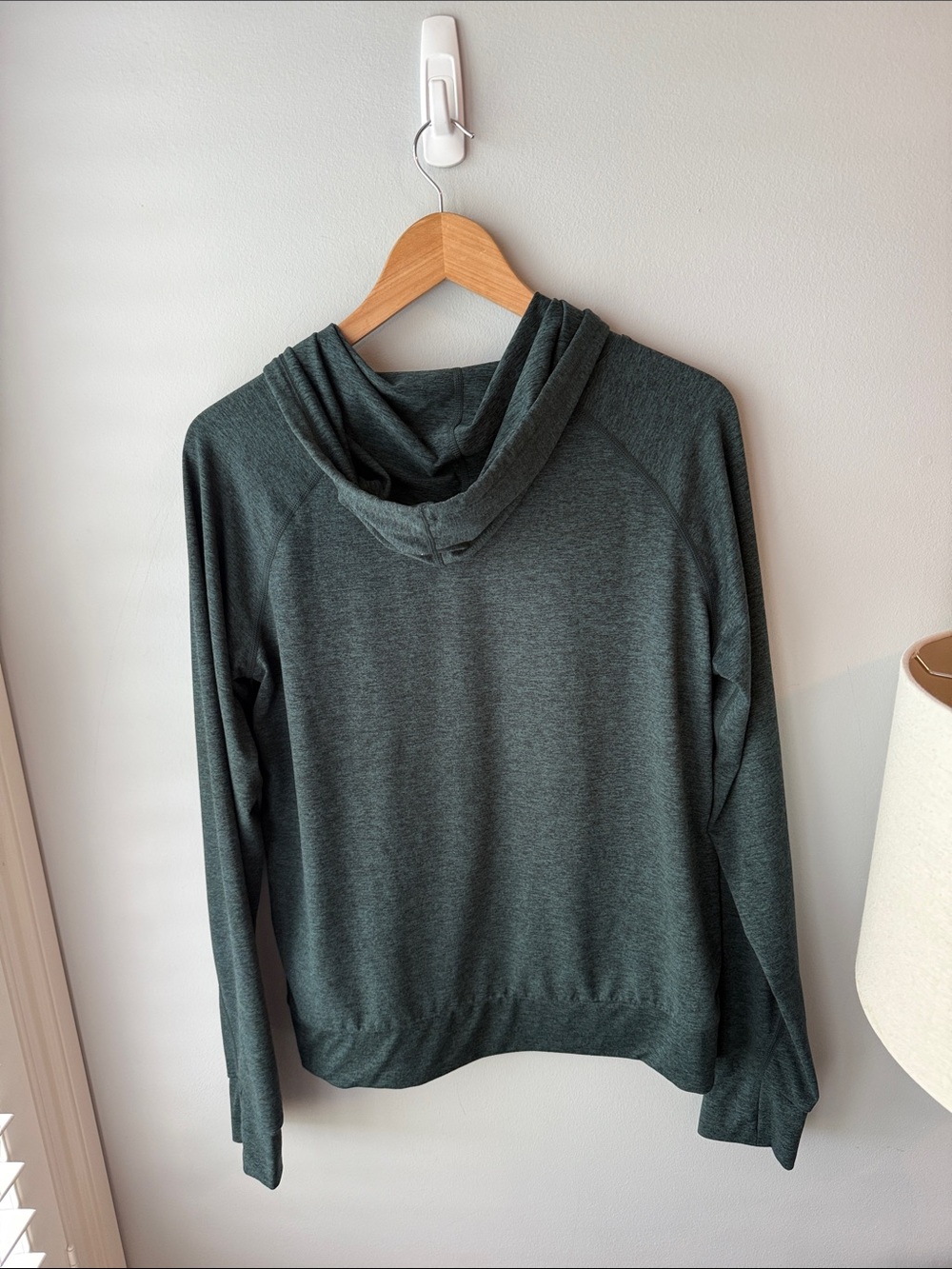 Quince Flowknit Pullover Hoodie in Heather Green Sz M - Picture 8 of 10